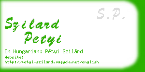 szilard petyi business card